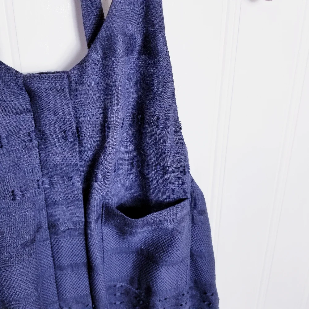 3.1 Phillip Lim Dress Womens Size 8 Blue Linen Blend Halter Neck Zip Front